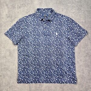 Polo Ralph Lauren Polo Shirt Mens Medium Blue Floral Custom Slim Fit Excellent